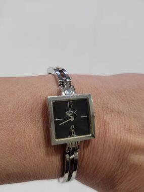 Coach Square Black Dial Bangle Watch